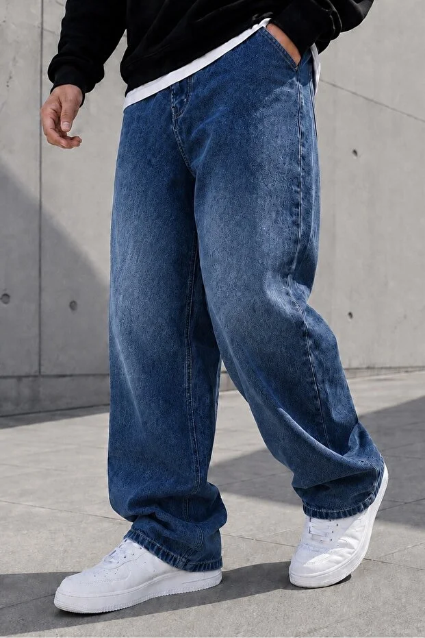 Siyah Taşlamalı Baggy Fit Likrasız Rahat Kesim Jean Pantolon Siyah Taşlamalı Baggy Fit Likrasız Rahat Kesim Jean Pantolon
